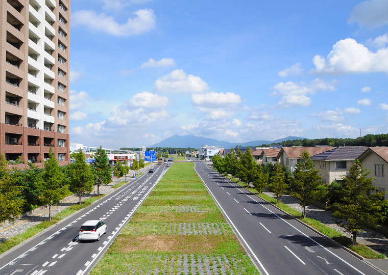 研究学園地区の街並み